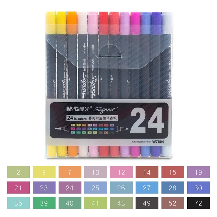 M& G двухконцевая кисть Andstal художественные Copic маркеры 12/18/24/36/48 цветов эскиз акварельный Маркер ручки для рисования товары для рукоделия - Цвет: 24 Colors Set