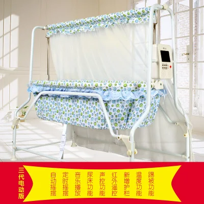 3 вида цветов новорожденных Автоматическая кровать, детская кроватка детская электрическая колыбель детская кроватка кровать электрическая с музыкой - Цвет: 3th blue