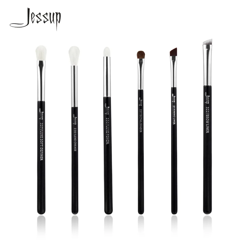Jessup Black Silver Professional Makeup Brushes Set Make up Brush Tools kit Eye Shader Liner natural