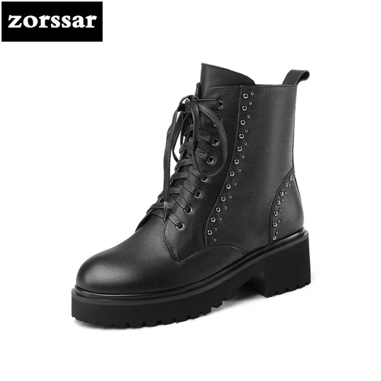 {Zorssar} Platform Heels Women Motorcycle Boots Soft Leather Thick high Heel Ankle Boots Winter Warm Fur Boots Shoes Big Size 43 {Zorssar} Platform Heels Women Motorcycle Boots Soft Leather Thick high Heel Ankle Boots Winter Warm Fur Boots Shoes Big Size 43