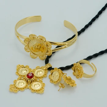 

Gold Color Ethiopian Cross Coin Wedding Jewelry Sets Africa Coins Arabia Item Eritrea Great Jewelry Gifts #J0762