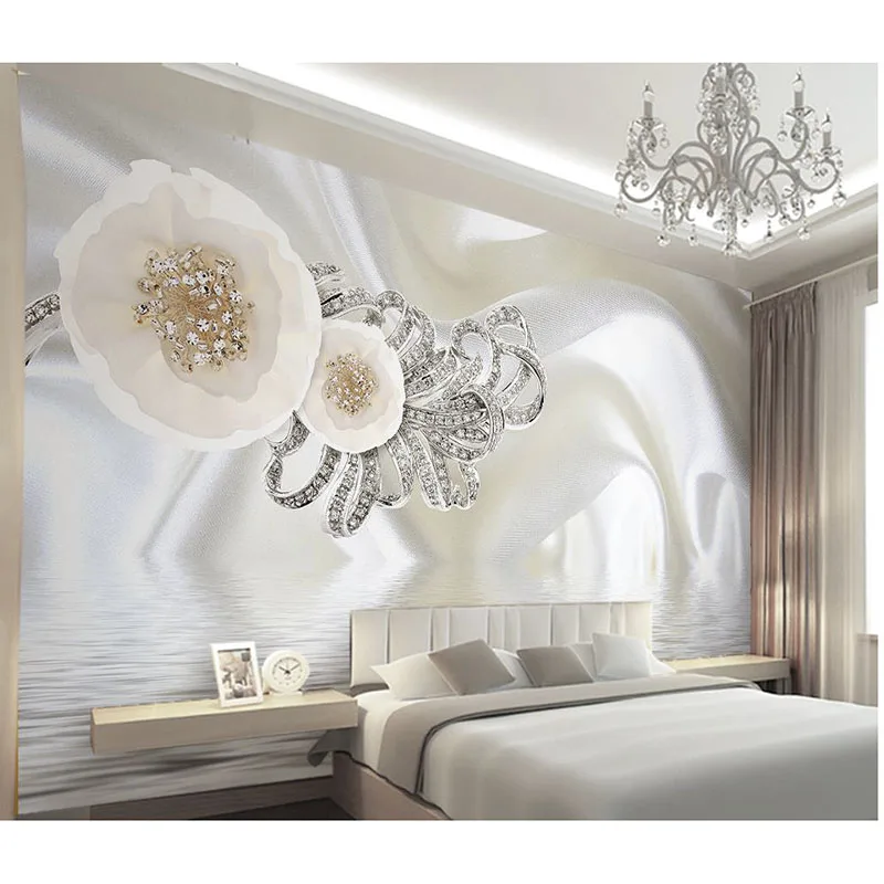 

Custom Wall Mural Modern Art Painting High Quality Mural 3D Wallpaper Silk Background, Diamond flower Flowers 3D Mural