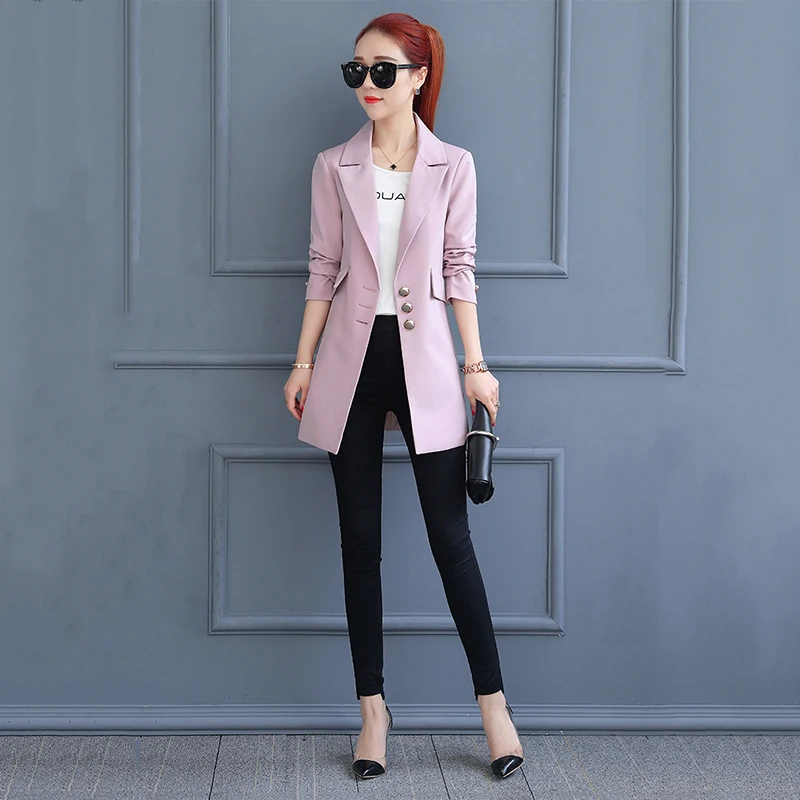 Spring and Autumn Fashion Lady Suit Jacket 2018 New Pure Color Temperament Slim Long Sleeve Lapel Wild Casual Lady Suit  XY074