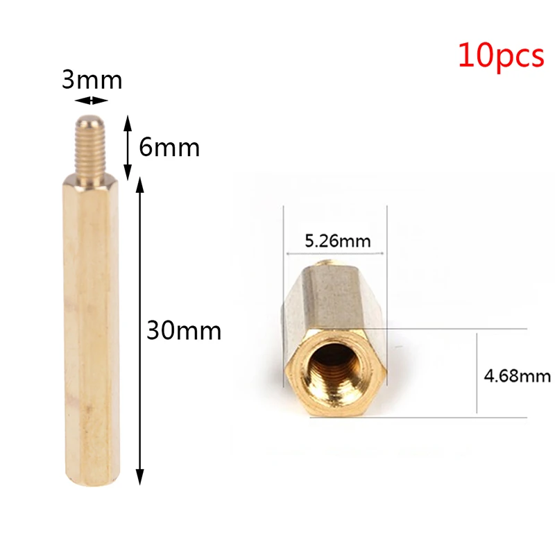 10 шт. M3 латунь медь M3 Шестигранная стойка противостояние ПОДДЕРЖКА РАСПОРНАЯ стойка печатной платы - Цвет: N9