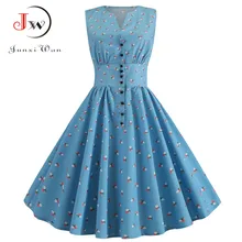 Vestido de verano 2019 Casual estampado Floral 50s 60s Retro Vintage vestido mujeres túnica Rockabilly, Swing, Pinup Vestidos Sexy elegante fiesta