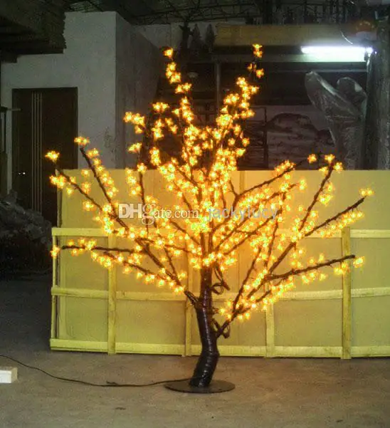 2 м 6.5ft Высота светодиодный искусственные цветущие вишневые деревья рождественские свет 1152 шт. светодиодный лампы 110/220VAC непромокаемые Цветущий сад настенный Декор - Цвет: Цвет: желтый