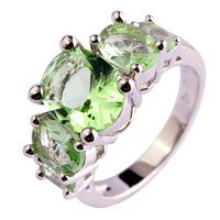 New Women Men Rings Oval Cut Green Amethyst Silver Ring Size 6 7 8 9 10 11 12 13 Free Shipping Wholesale Attractable Lady