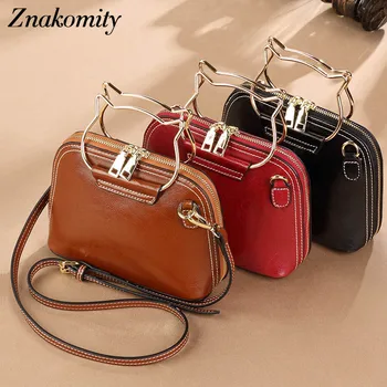 

Znakomity small mini women shoulder messenger bag genuine leather female Shell shape real Leather crossbody bag small hand bag