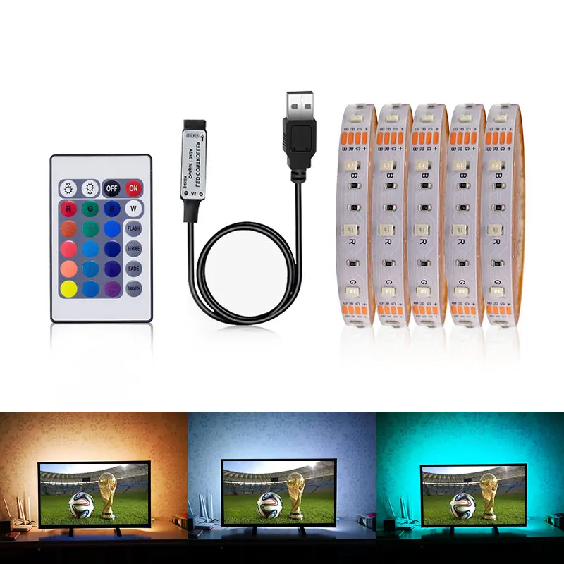 Светодиодная лента водонепроницаемая 5 В RGB 3528SMD 0 5/1/2/3/4/5 м | Лампы и освещение