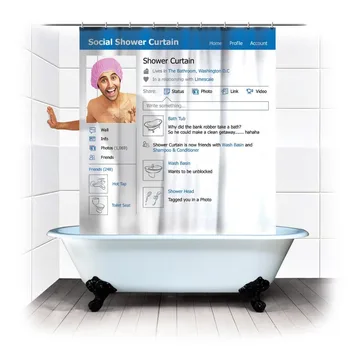

Wholesale hot 71inch Social Shower Curtain / Facebook Shower Curtain -180*180 cm (contact us for bulk order )