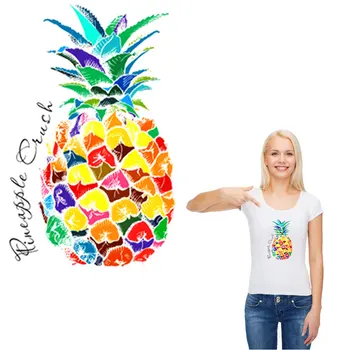 

color pineapple patches for clothing diy transfert thermocollants t-shirt kids women clothes iron patch vetement ananas stickers