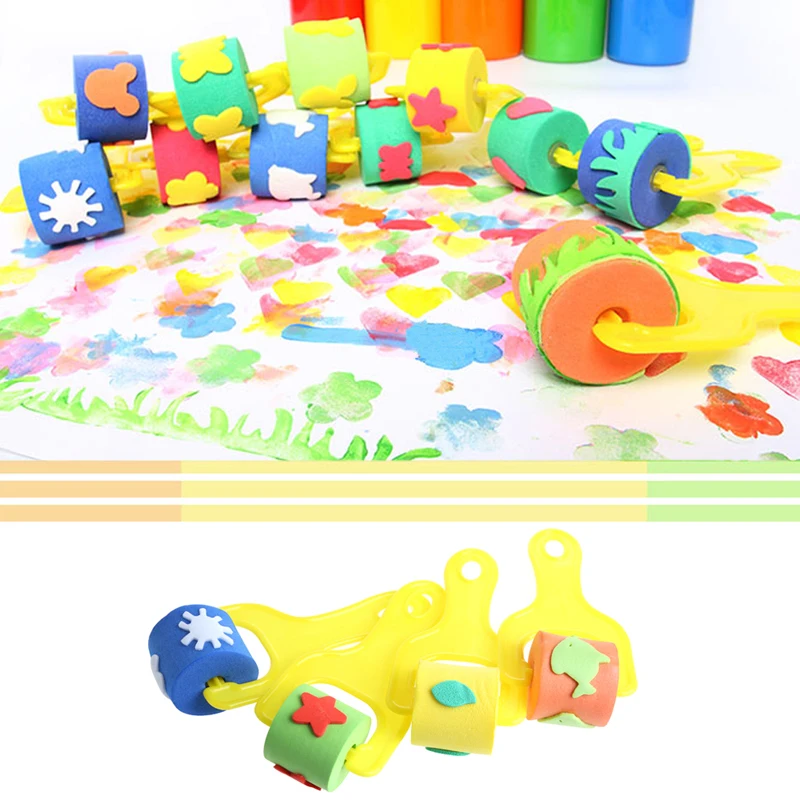 

Sponge Roller Stamper Foam Paint Crafts Stamps Kids Children EVA Toys DIY 4Pcs apr14_35
