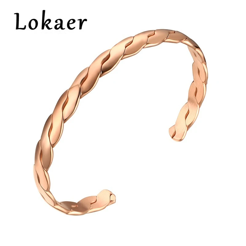 Lokaer роскошный ювелирный бренд Pulseira браслет из нержавеющей стали и браслет золотистого цвета-цветной незастегивающийся браслет ювелирные изделия для женщин