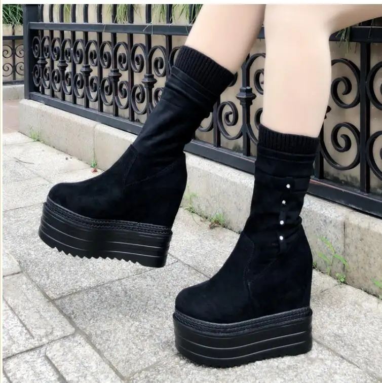 

Plus velvet warm female high boots short boots wild England boots and velvet cotton shoes 14CM13 Martin boots