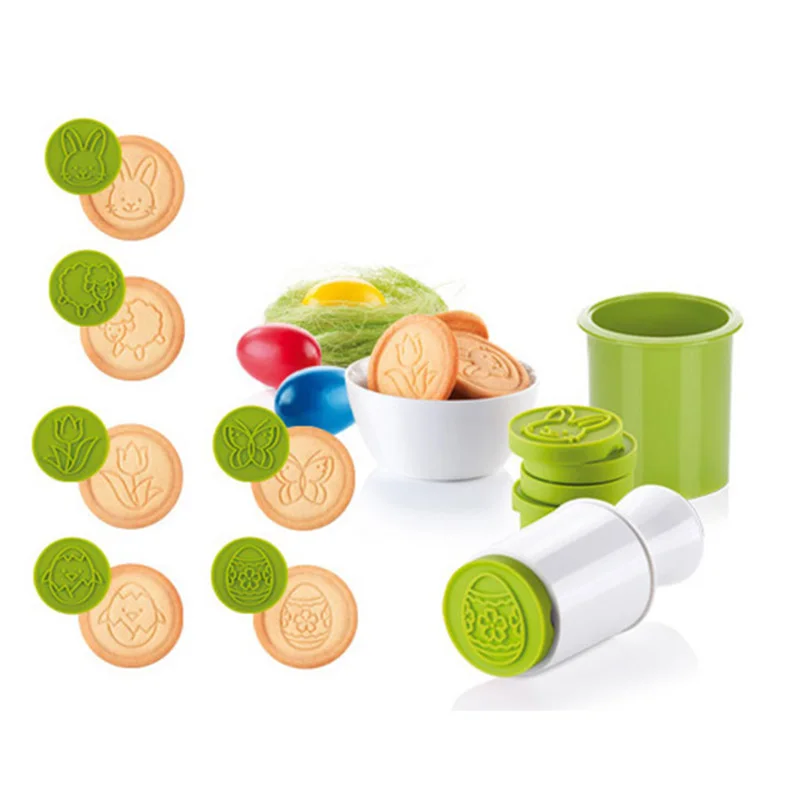 6pcs/set Christmas Tree Cookie Cutter Mold 3D Cartoon Stamps Pastry Biscuit Fondant Baking Tools DTT88 - Цвет: Green