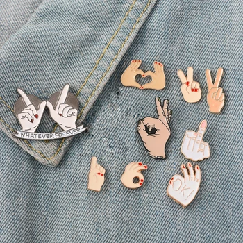 

Gesture Collection ! Sign language OK Okay YEAH Heart Hand Finger Enamel Badges Brooches Pins