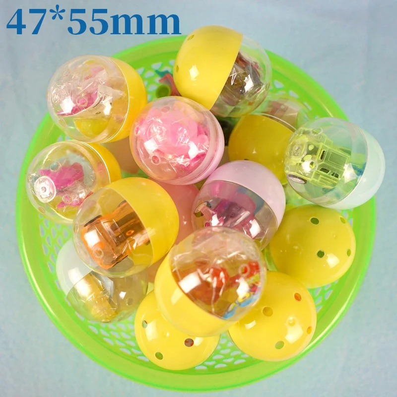 

47*55mm 8pcs/pack transparent plastic Surprise ball capsules toy with inside different figure toy vending machine Shilly EggBall