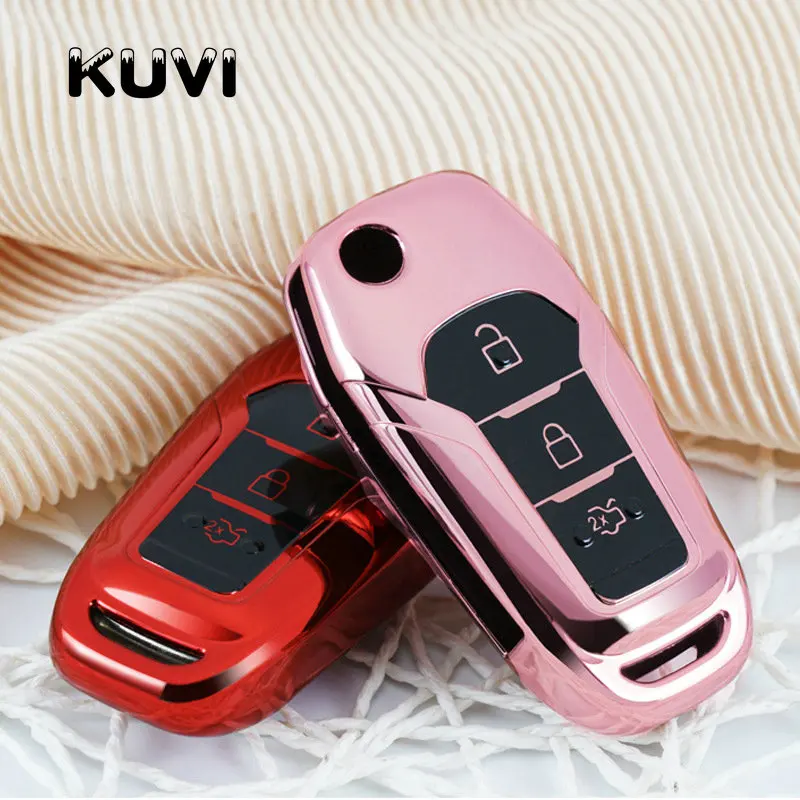 

TPU Car Remote Control Key Chain Case Cover for Ford Fiesta Focus Mondeo Ecosport Kuga Focus ST key case styling