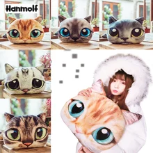 Большеглазая кошка голова плюшевая подушка круглая подушка диван Chiar Декор дети взрослые подарок на день рождения 38 см/48 см