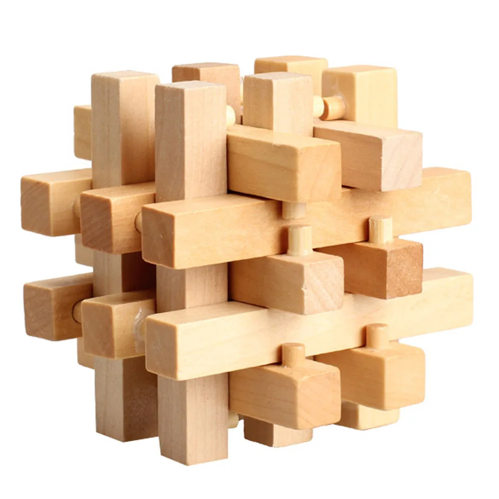 Wooden Blocks Traditional Chinese IQ Brain Teaser Educational Toys