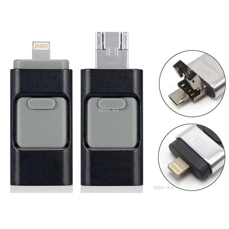 3 в 1 флеш-накопитель USB 3,0 карта памяти OTG Флешка для iPhone PC APPLE 256GB 128GB 64GB 32GB 16GB