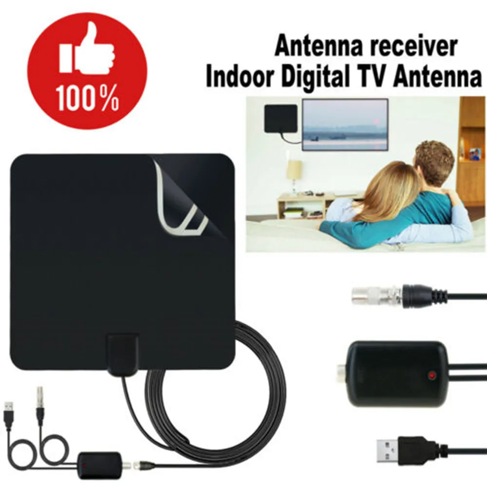 

DVB-T2 Ultra-Thin 50 Mile Range Digital Indoor Antena TV HDTV Antenna&High Signal Capture Cable Signal Amplifie for Spain Russia