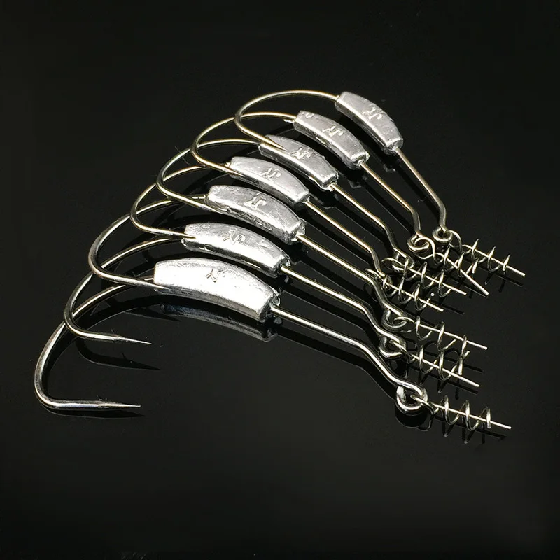 

[ 20PCS] Sharp Back Weighted Worm Hook with Coil Keeper 2g 2.5g 3g 5.25g 7g 2/0 3/0 4/0 5/0 6/0 Butt Weight Hook fr Bass Fishing