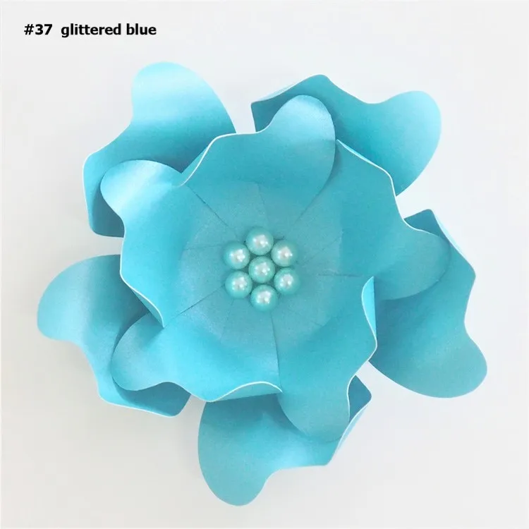 DIY Large Rose Giant Paper Flowers 15CM For Wedding Backdrops Decorations Paper Crafts Baby Nursery Birthday Wall Decor - Цвет: Glittered Blue