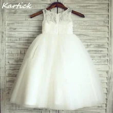 Фирменная Новинка Платья для девочек на свадьбу для свадьбы Пышное белое или цвета слоновой кости платье для первого причастия или вечеринки Прекрасный маленький Обувь для девочек Дети/Дети платье