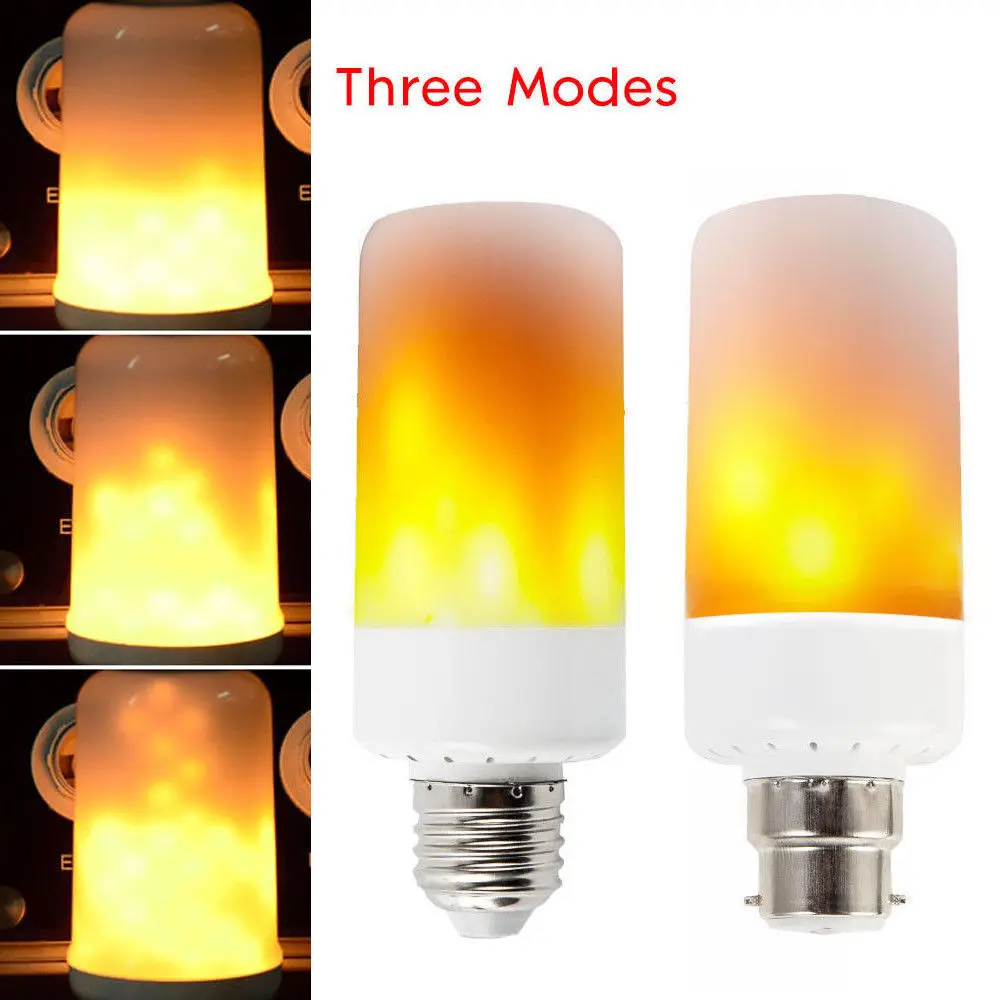 Креативный светодиодный светильник с 4 режимами, 85-265 в, s, E27, E14, B22, эффект пламени, огненный светильник, лампа в форме свечи, 9 Вт, 15 Вт, Мерцающая декоративная лампа