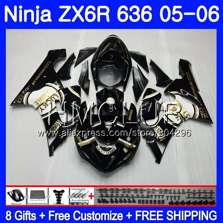 No. 1 Средства ухода за кожей для KAWASAKI NINJA ZX-636 ZX 6R 600CC 6 R Lucky черный ZX636 05 06 17HM. 18 ZX6R 05 06 ZX600 ZX 636 ZX-6R 2005 2006 обтекатель - Цвет: No. 1