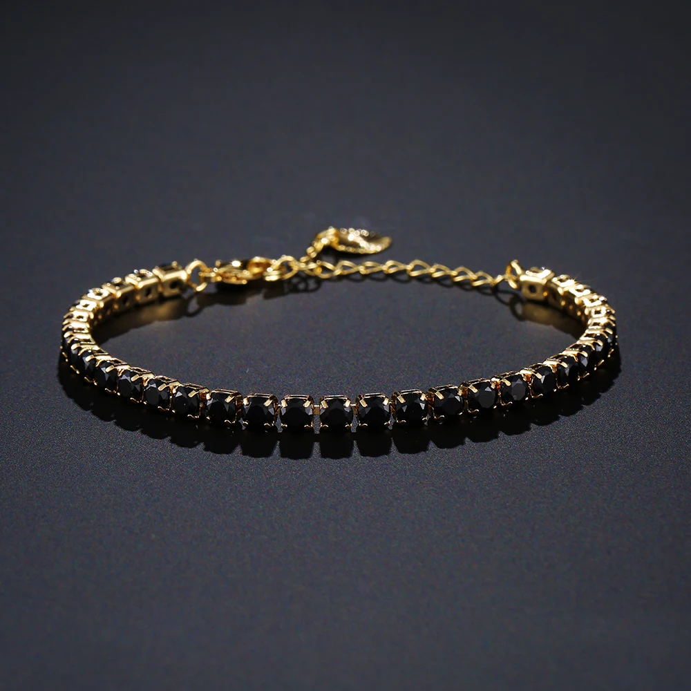 

2018 Hot Fashion Black Cubic Zirconia Link Chain Bracelets Adjustable 4 Colors Pulseras Mujer Luxury Crystal Jewelry For Women