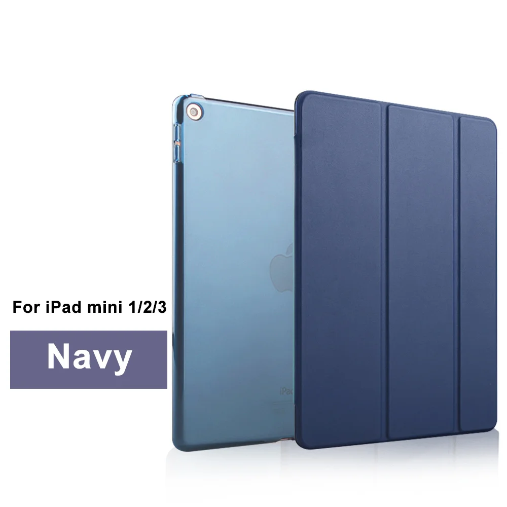Для Apple iPad mini 1 2 3 смарт-чехол из искусственной кожи с магнитной подставкой для автоматического пробуждения сна чехол для mini iPad 1/2/3 - Цвет: Navy