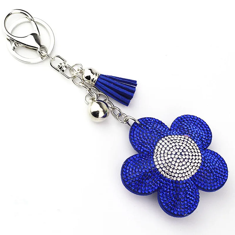Mix Colors Cute Keychain Rhinestone Crystal Keyring Car Key Chain Women Key Holder Ring Bague