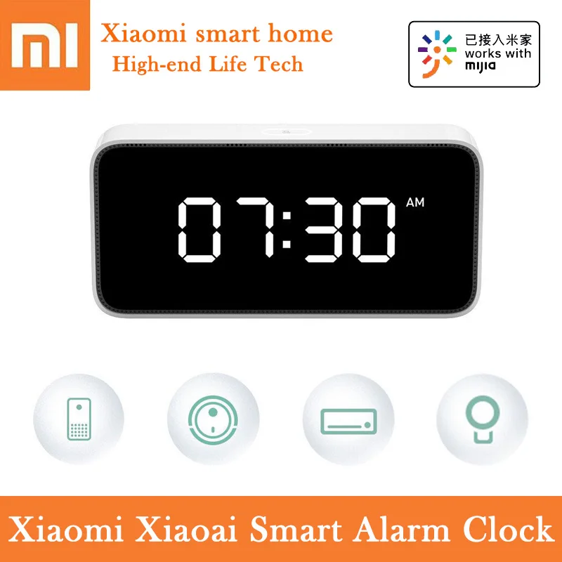 

Original Xiaomi Mi Xiaoai Smart Alarm Clock Digital Display Voice Remind Automatic Light Sensing Smart Control Mijia Smart Home