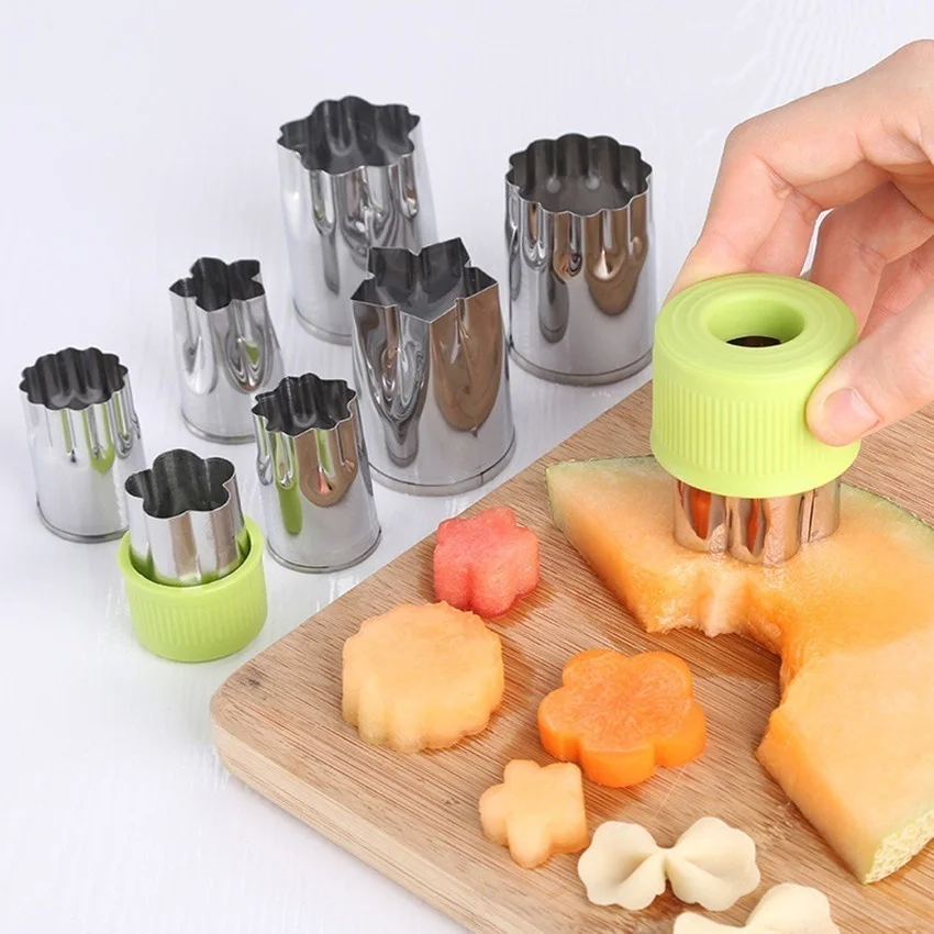 

8pcs/Set Stainless Steel Puzzle Fruit Vegetable Cutter Kitchen Tools Mold Flower Shape Cookie Fondant Pastry Mold Accessories