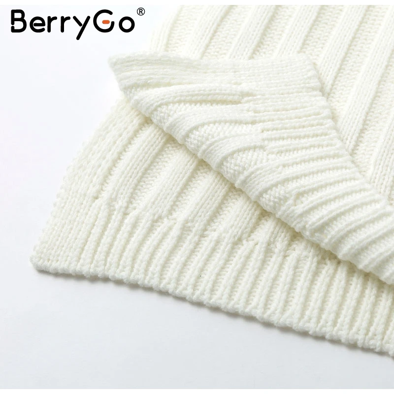 BerryGo Просто элегантно трикотажное платье для женщин осень черепаха шеи женский