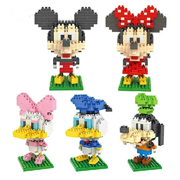 

Cartoon Minnie Mickey Goofy Donald Duck Daisy Blocks Kids Building Brick Educational Toys Gift