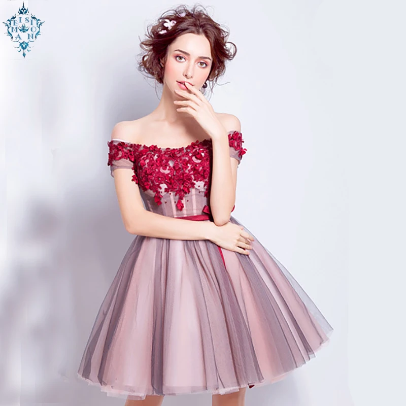 Ameision/розовый короткий рукав Тюль Кружево Свадебный букет Короткие вечерние платья 2019 новые модные вечерние платья невесты