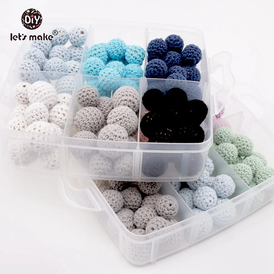 

Let's Make Baby Teether 1Set 12colors Wooden Beads Teether Crochet Beads Baby Gym Wood Toys DIY Crafts Accessories Baby Products