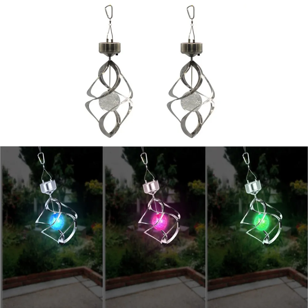 

2017 New Arrival 2 Pack Colorful LED Solar Wind Chimes Lamp Solar Powered Decoration Light Solar Power Lamp For Garden