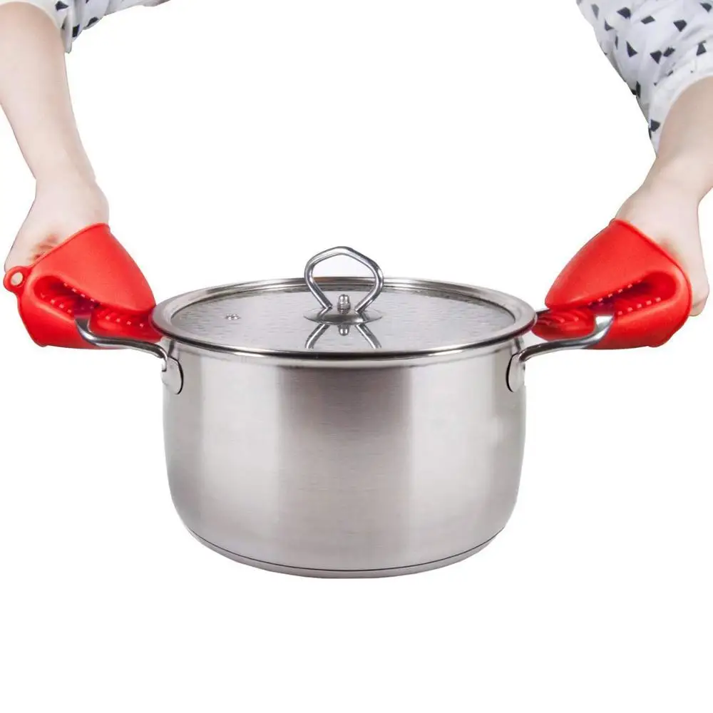 

1Pcs Silicone Heat Resistant Gloves Clips Insulation Anti-slip Pot Bowel Holder Clip Cooking Baking Oven Mitts Kitchen Gloves