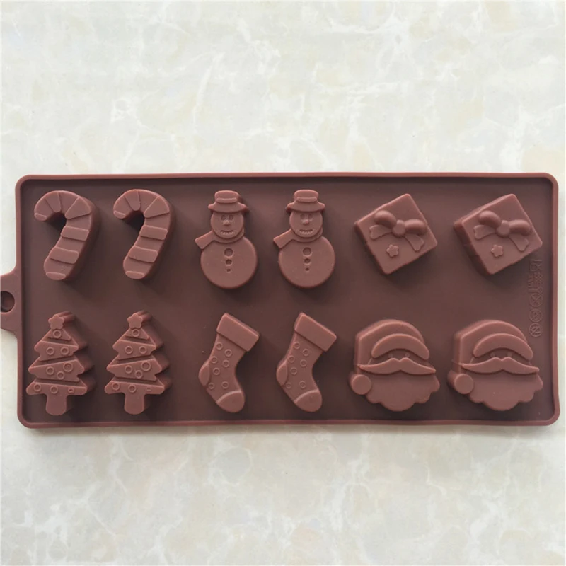 Hot Christmas tree silicone chocolate molds gift Santa Claus head shape