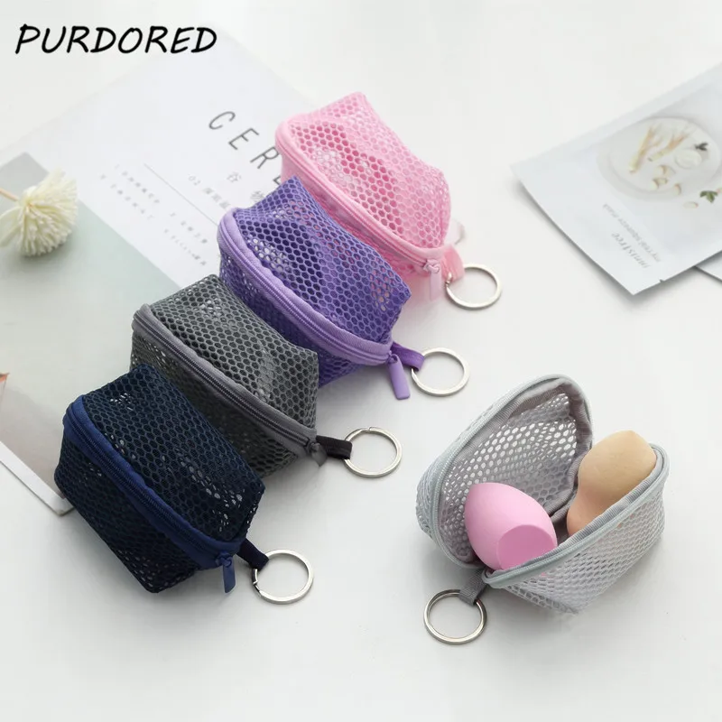  PURDORED 1 PC Mini Makeup Bag Solid Cosmetic Powder Puff Bag Women Beauty Egg Bag Makeup Sponge Puf