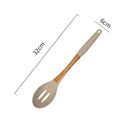 1 шт. деревянный+ силиконовый термостойкий шпатель суповая ложка-Лопатка Тернер ситечко кухонная утварь набор кухонных инструментов - Цвет: Slotted Spoon
