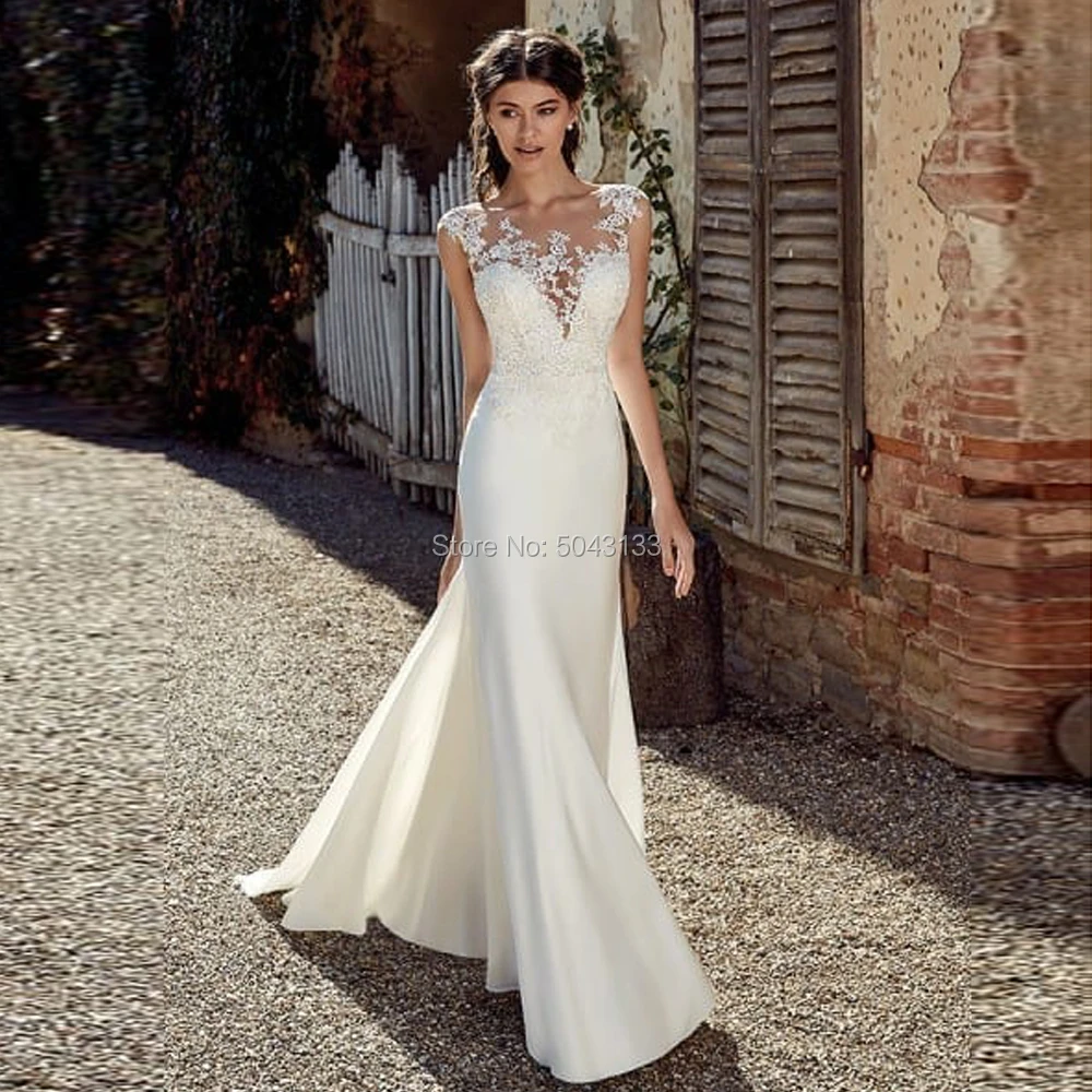 Mermaid cap sleeve wedding dress Clearance