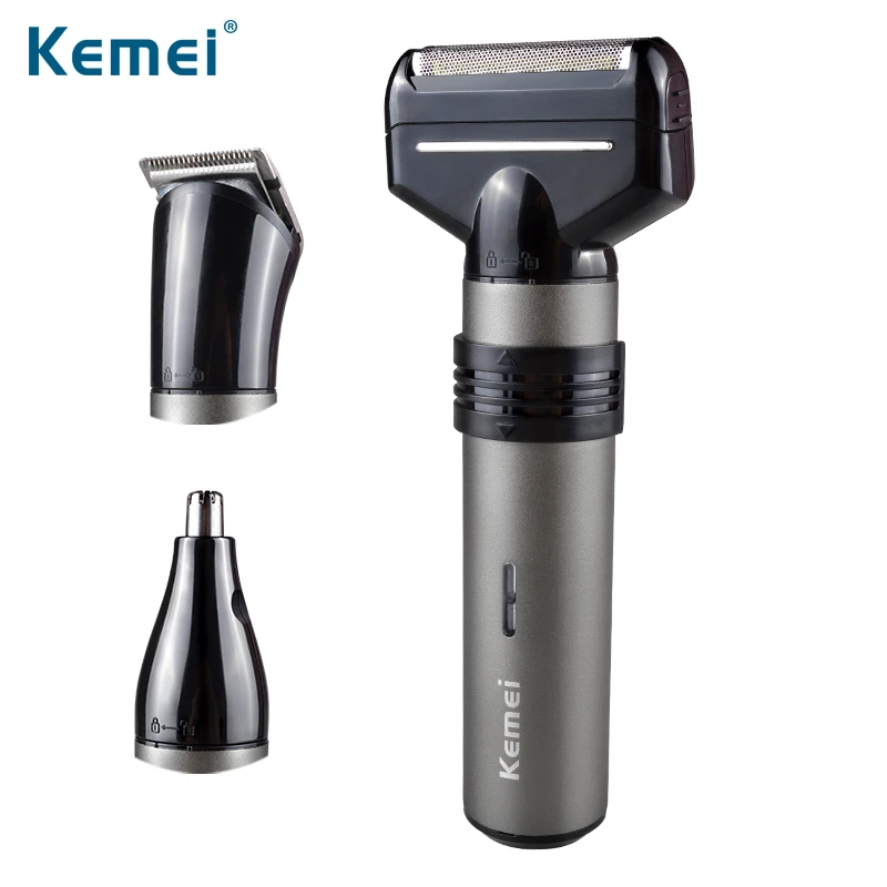 

Kemei New Electric Shaver 3 In 1 Multifunctional Reciprocating Razor Rechargeable Barber Nose Trimmer Device Men Face Care