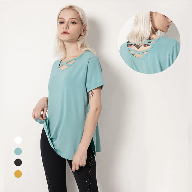 

2019 Fitness Top Women Yoga Sport Loose Shirt Women Short Sleevel Gym Top SheinRunning Shirt Training Casual Sport T Shirt Women