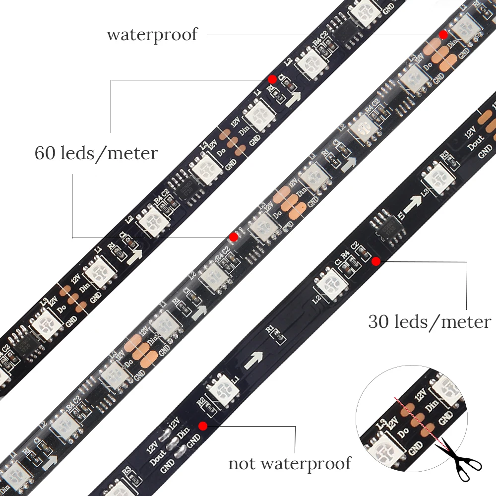 Музыкальная Светодиодная лента WS2811 цифровая Пиксельная полоса 30 светодиодный 60 светодиодный цвет мечты 5050 RGB лента RF музыкальный контроллер светодиодный светильник 12 В адаптер