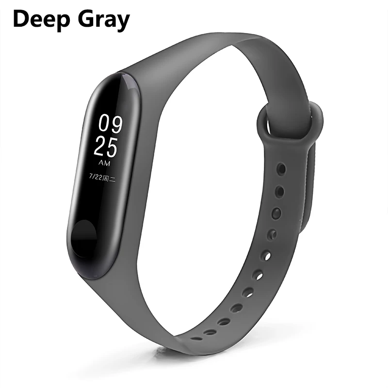 Deep Gray BOORUI Pulsera, цветной браслет Miband, 3 ремешка, силиконовый ремешок Miband, 3 ремешка, Сменные аксессуары, ремешок на запястье для xiaomi mi3, браслет - Цвет: Deep Gray